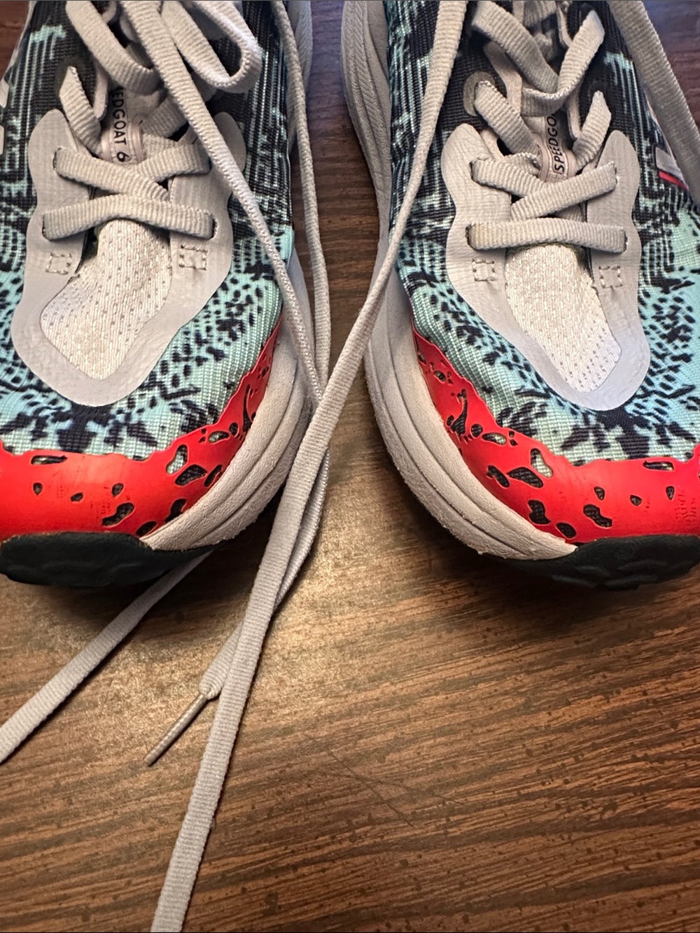 Hoka White Teal Floral Running Shoe - Picture 4 of 10